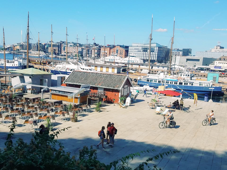 Landscape photo of the harbor in Oslo, Norway