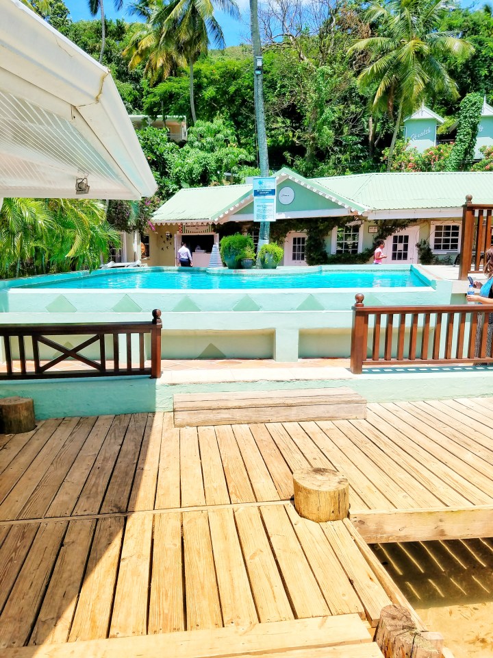 The pool at Marigot Bay Resort and Dive. This wound up being the best place to lounge and create silly memories during my trip to St Lucia with a friend!