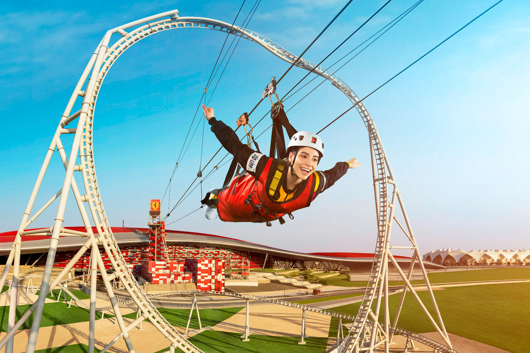 Zip line at Ferrari World in Abu Dhabi